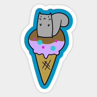 Gray Squirrel Icecream Cone Sticker